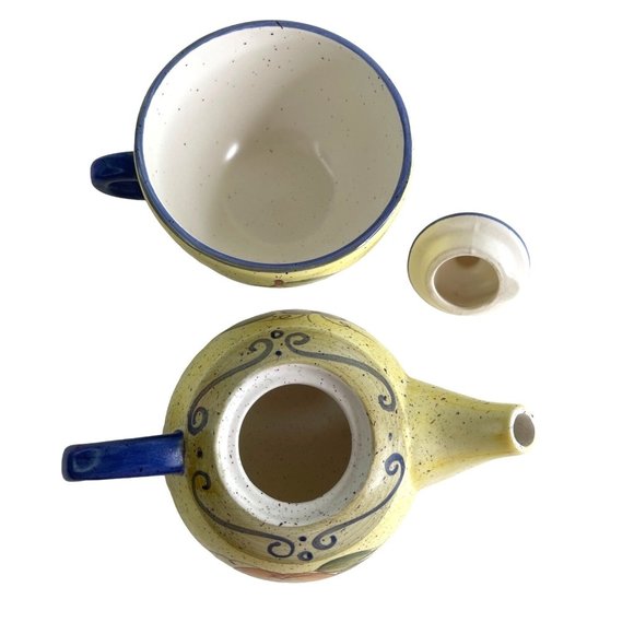 Teapot Cup Set Single Serve 2 Piece Oversize Cup Yellow Fruit Pattern 7" x 4.5" - Picture 6 of 7